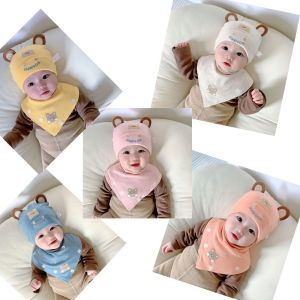 Ins Hot Sales 2-Piece Adjustable Stretchy Soft Bibs Turban Top Hats Caps Knot