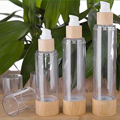 Bamboo Lotion Pump Airless Cosmetic Bottles 100 ML Without Tube
