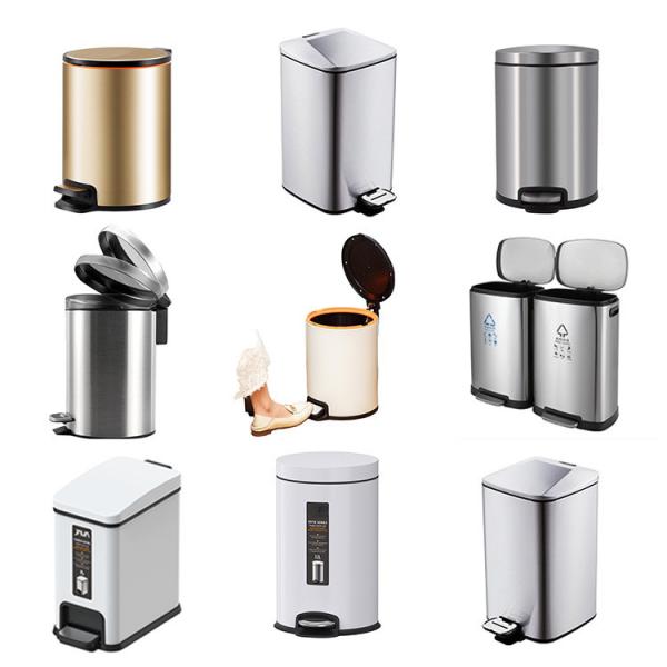 Buy 13 Gallon Embedded Round Step Custom Metal Compressible Stainless Steel Trash Can With Foot Pedal at wholesale prices