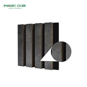 Contemporary Wooden Slats Wall Panel with Soundproofing Polyester Veneer