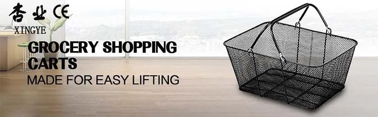 Factory Custom Size Color Retail Black Metal Wire Mesh Shopping Basket Fish Hook
