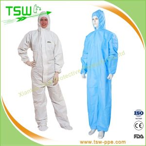 Breathable SMS Disposable Coverall Suit With Hood