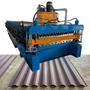 Quality 8 rib trapezoidal and corrugated double layer roll forming machine in America for sale