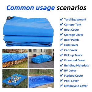 Heavy Weight PE Tarpaulin Fabric Tarp With Eyelets Blue Dust Resistant Boat