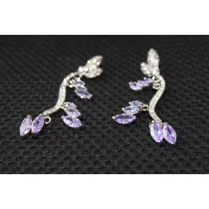 Luxurious wedding jewelry AAA cubic zircon earrings, daisy amethyst metal