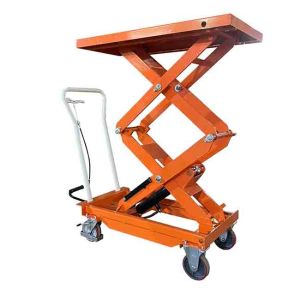 China Factory Mobile 500Kg Payload Capacity Double Scissor Manual Scissor Lifter