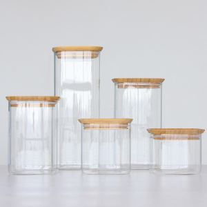 High Borosilicate Glass Coffee Jars Canister With Lids 1600ml