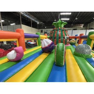 Custom Commercial Obstacle Course Fruit Inflatable Theme Park With Pineapple