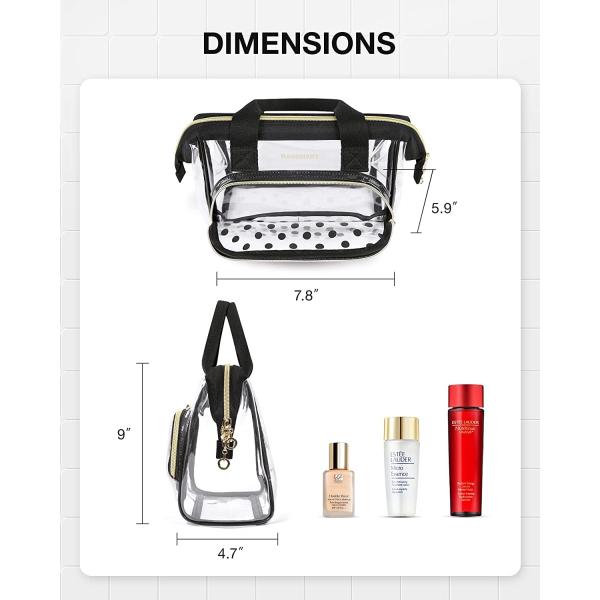 Lightweit Transparent makeup bag Organizer Case for Women Cute CosmeticsPouch Toiletries Accessories Brushes Polk