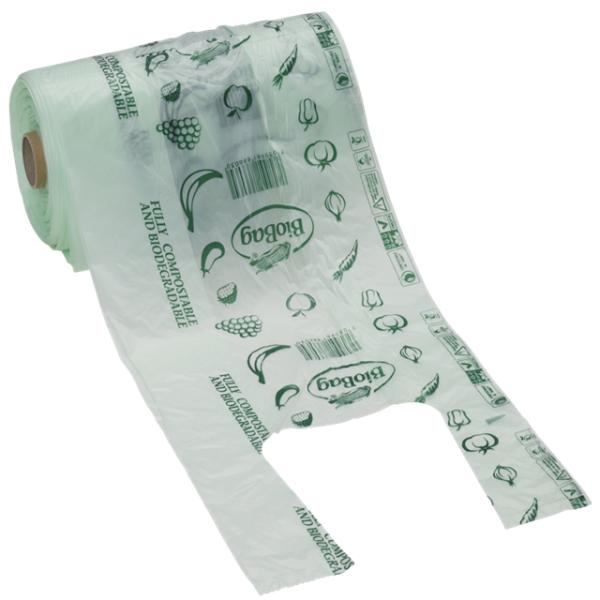 En13432 certified custom printed wholesale biodegradable compostable plastic pharmacy bag with singlet handle