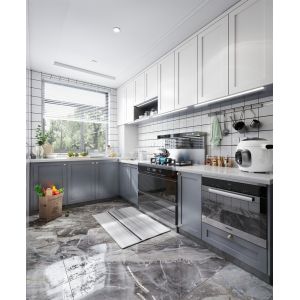 Customized Walnut Modern Solid Wood Kitchen Cabinets For Apartments