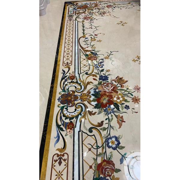 Customized Cut-To-Size Water Jet Marble Inlay Medallion for Modern Villa and Hotel