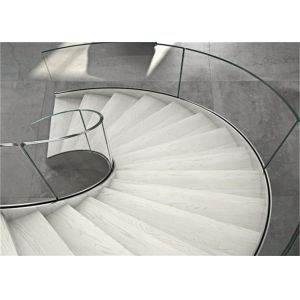 Prefab Apartment Building Curved Stairs Clear Finish , Arc Shaped