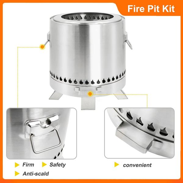 Stainless Steel Portable Outdoor Smokeless Fire Pit 15×14.2 Inch Camping And Cooking