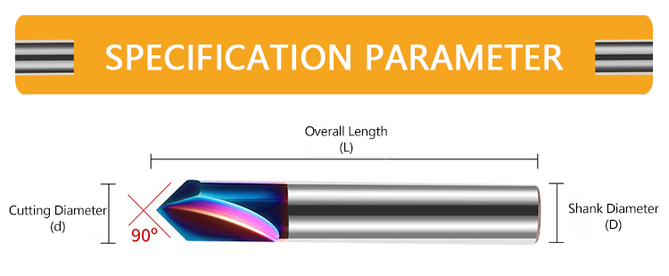 65° Straight Flute Tungsten Carbide End Mill with 65HRC Hardness and 3 Years Warranty for CNC Chamfering