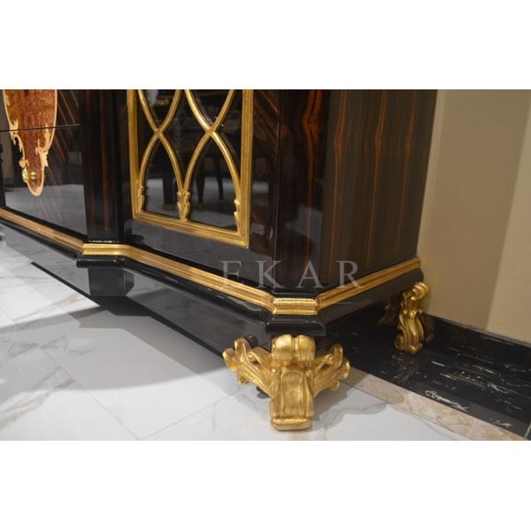 Living Room Antique Wood Furniture Glass Cabinet 2 Doors Golden Color TP-025B