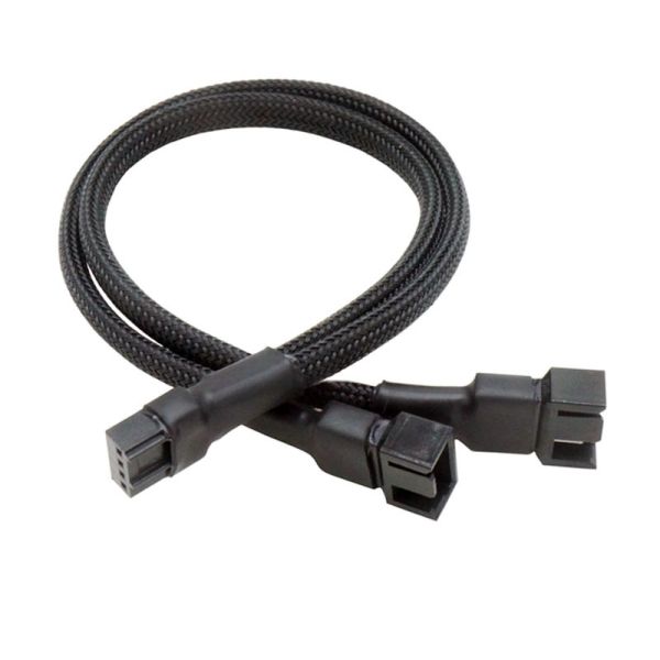 PWM Fan Splitter with 4-Pin PWM Connector and 300mm Braided Mesh Sleeve for PC