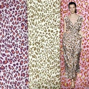 China Leopard Print Chiffon Rayon Viscose Printed Woven Fabrics 56 Inch Width on sale