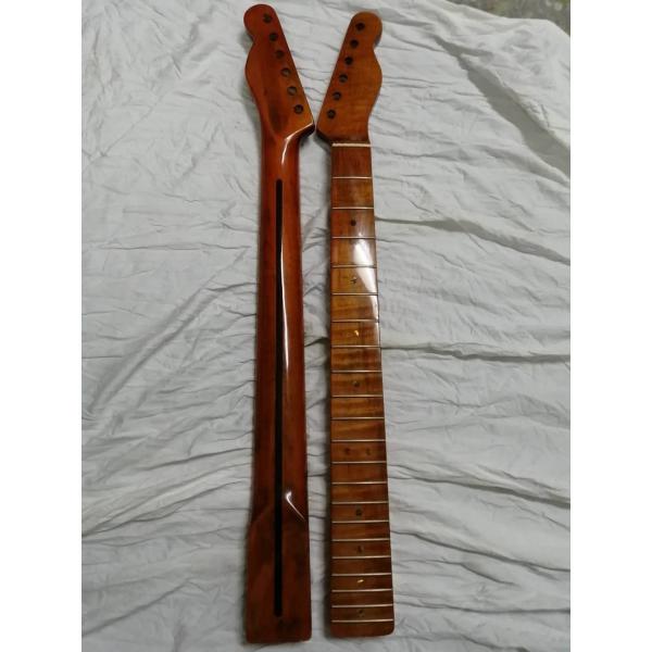 Custom Grand 22 Fret Roasted Maple Electric Guitar Neck for Handmade Tele Guitar Kits Gloss Finished with Bone Nut