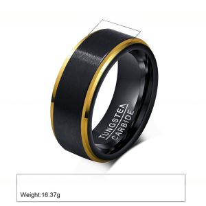 Silver Blue Gold Black Tungsten Wedding Band for Men 8mm Matte Brushed Finish