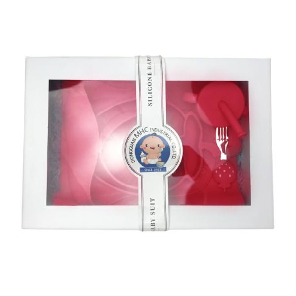 Customized Strawberry Shape Silicone Sippy Cup Baby Feeding Set