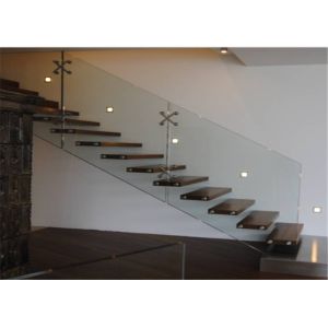 Contemporary Wooden Floating Steps Staircase With Invisible Stringer , Laminated
