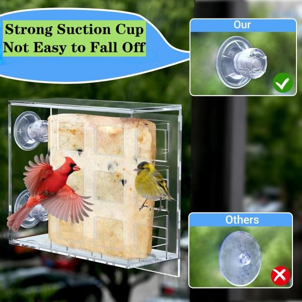 Window Acrylic Bird Feeder Hanging Mount Transparent Plexiglass Bird House OEM