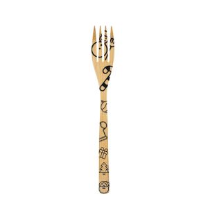 200mm Laser engraving technology Wooden Cutlery Set Cartoon Character Biodegrada