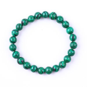 Elastic Natural Green Malachite Anti Anxiety Healing Bead Bracelet