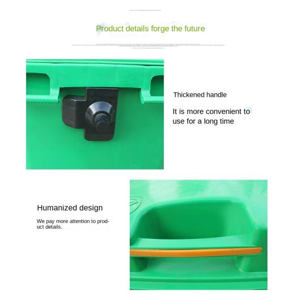 660 Litre Plastic Hand Push Outdoor Garbage Truck 1100l Large Sanitation Garbage Trailer Bucket Plastic Garbage Bin