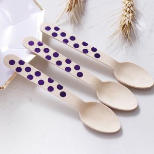 Nature Birchwood Cutlery Set 160 mm Purple Wooden Utensils