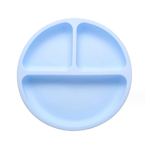 Soft Food Grade Silicone Baby Feeding 3 Divided Plate for Kids Design Style None