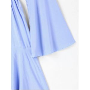 Blue Off Shoulder Mexican Embroidery Beach Casual Dress Women