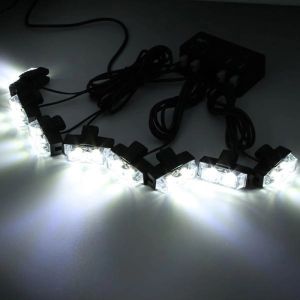 White 8 LEDS 8000K Flashing Emergency Strobe Lights