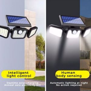 Solar Powered Motion Sensor Three Heads Led Flood Light 2000MA
