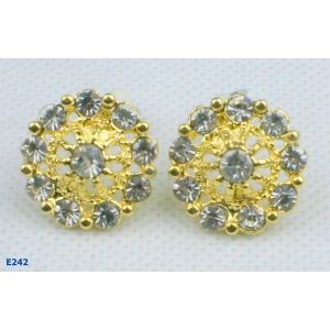 New Fashion Round Gold Plated Zirconia Stud Earrings