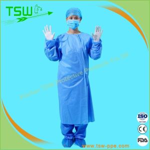 Knitted Cuff Spunbound Nonwoven Sterile Surgical Gown