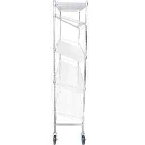 4 Slanted Home Wire Shelving / 1 Flat Shelf Mobile Merchandising Cart For