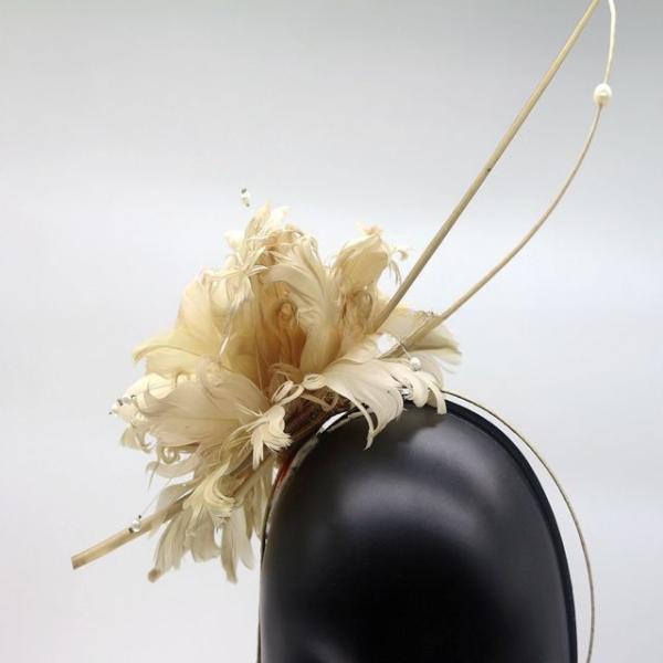 Easter Occasion 15x30cm Feather Fascinator , Curly Goose Flower Feather Headpiece