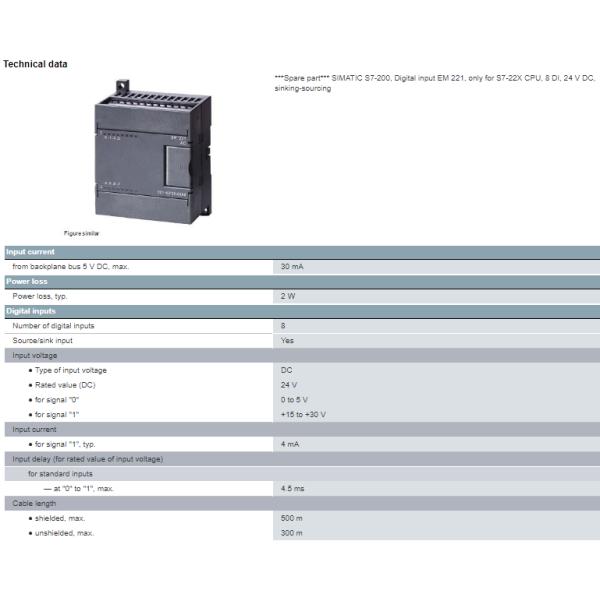 6ES7221-1BF22-0XA0 SIEMENS S7-200 EM 221 Digital Input Module For Electronic Equipment