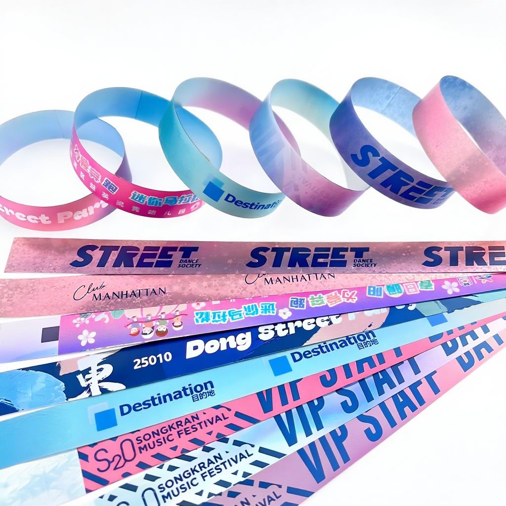 Quality 2026 Festival Party Event Glitter Laser Effect Paper Wristbands for sale