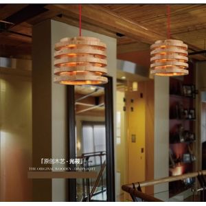 Creative wood Pendant Light Indoor Dining Room Foyer Home Adornment Pendant