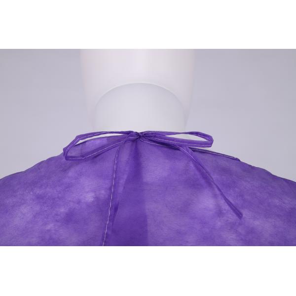 Round Neck Disposable Reinforced Surgical Gown Fluid Resistant Purple Isolation Gown