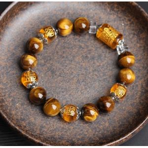 Adjustable Length Mystical Bracelet Fortune Prosperity Tiger Eye Bead Bracelet