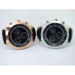 Fashion watch Stainless steel case with geniune leather strap