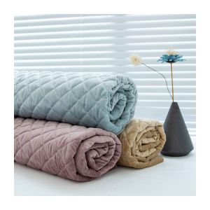 Ultrasonic Quilted Sofa Velvet Upholstery Fabric Customized Warp