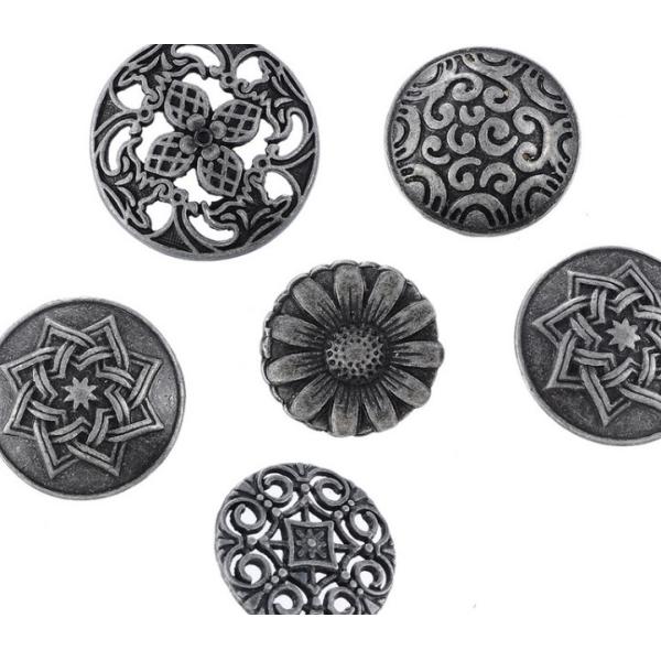 Plated Ancient bronze Silver Metal Jeans Shirt Button Size-FreeRetro Engraved Patterns Material Zinc Alloy