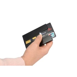 Open Aluminum Credit Card Wallet Holder Rectangle Customized Logo