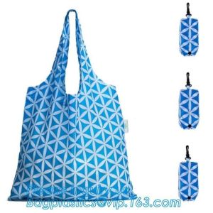 Poly Folding Foldable Grocery Bag, Custom Nylon Reusable Foldable Shopping Bag