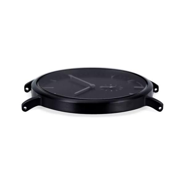 Silver hand black case japan movement watch stainless steel back for men